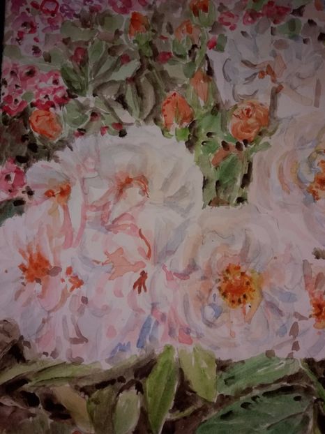  - Trandafiri si alte flori in acuarela