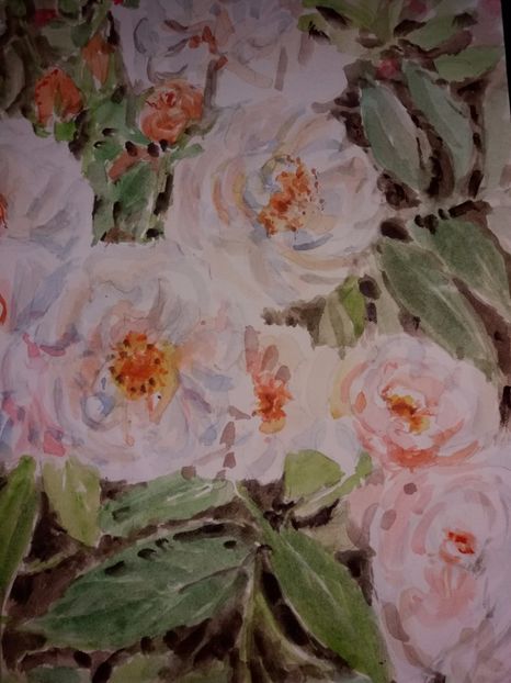  - Trandafiri si alte flori in acuarela