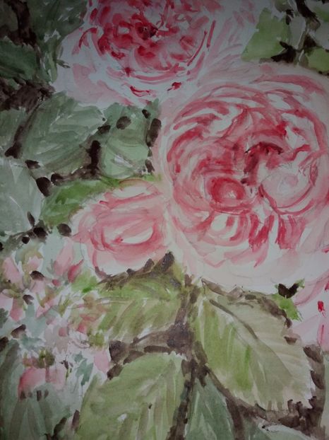  - Trandafiri si alte flori in acuarela