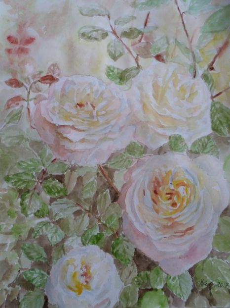  - Trandafiri si alte flori in acuarela