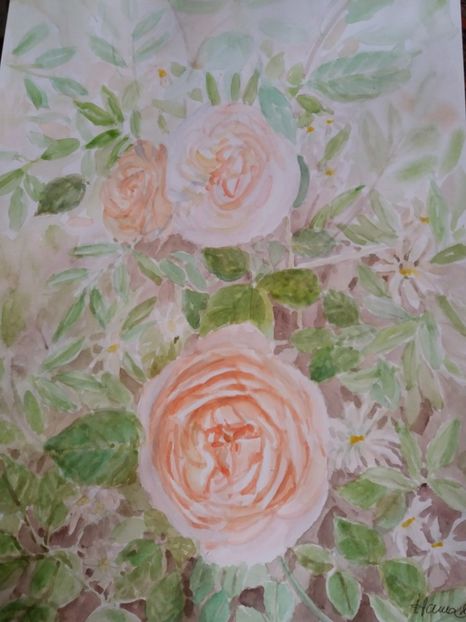  - Trandafiri si alte flori in acuarela