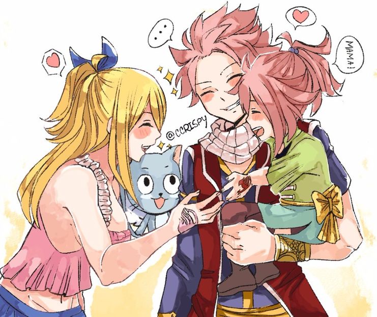 Natsu, Lucy, Happy & Heria - drawings