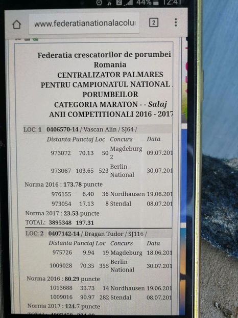 Loc 1 Palmares Maraton judet 2016/2017 - CAMPIOANA