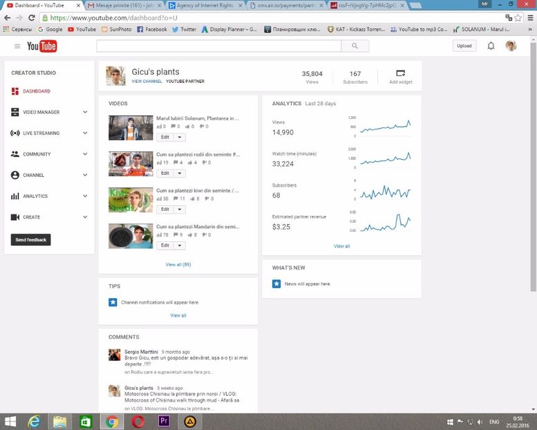 167 Abonati - Canalul Meu de Youtube