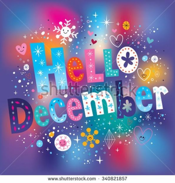 stock-vector-hello-december-decorative-type-text-lettering-340821857 - HELLO DECEMBER-BUN VENIT DECEMBRIE 2017 SALUT