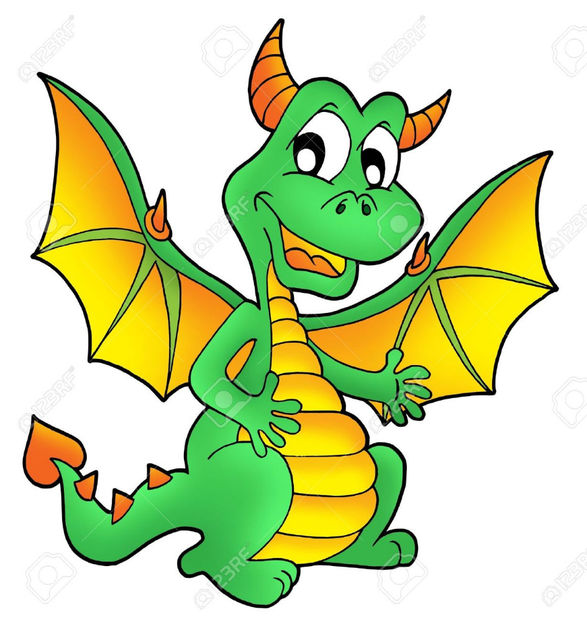 3244311-Cute-green-dragon-color-illustration--Stock-Illustration - Animale desenate