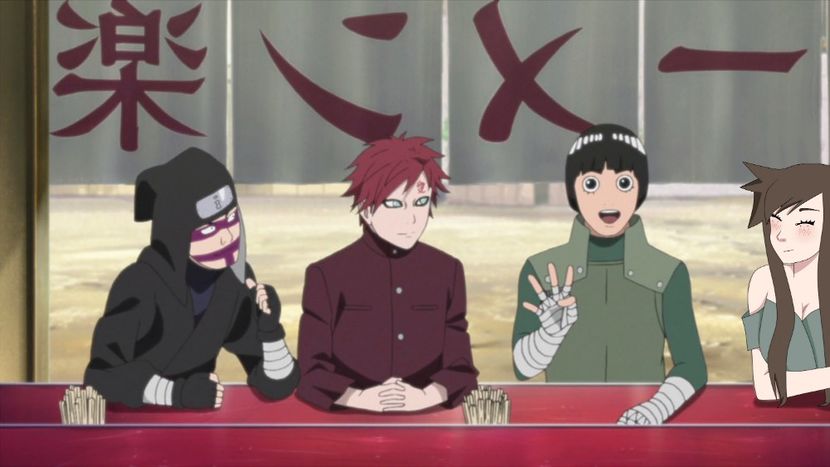 kankuro-gaara-lee-shion-get-ramen - Naruto Character- Shion Aburame