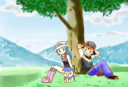 Dawn , Ash si piplup - Pokemon