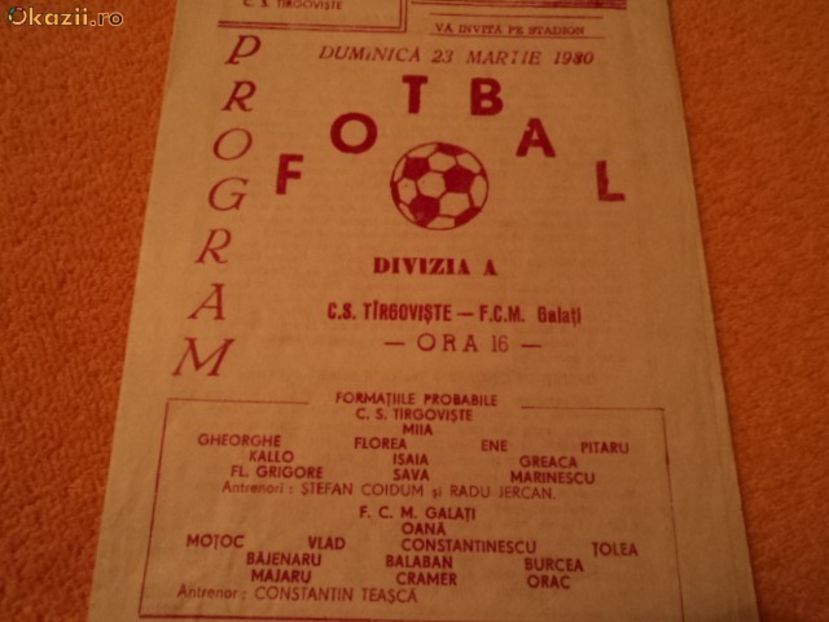 CS Targoviste - FCM Galati 1979-1980 Program Meci - Dunarea Galati Istorie
