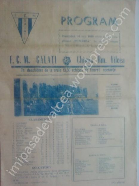 FCM Galati - Chimia Ramnicu Valcea 1980-1981 Program Meci - Dunarea Galati Istorie