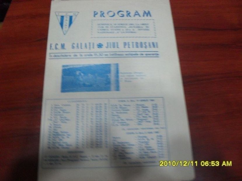 FCM Galati - Jiul Petrosani 1980-1981 Program Meci - Dunarea Galati Istorie