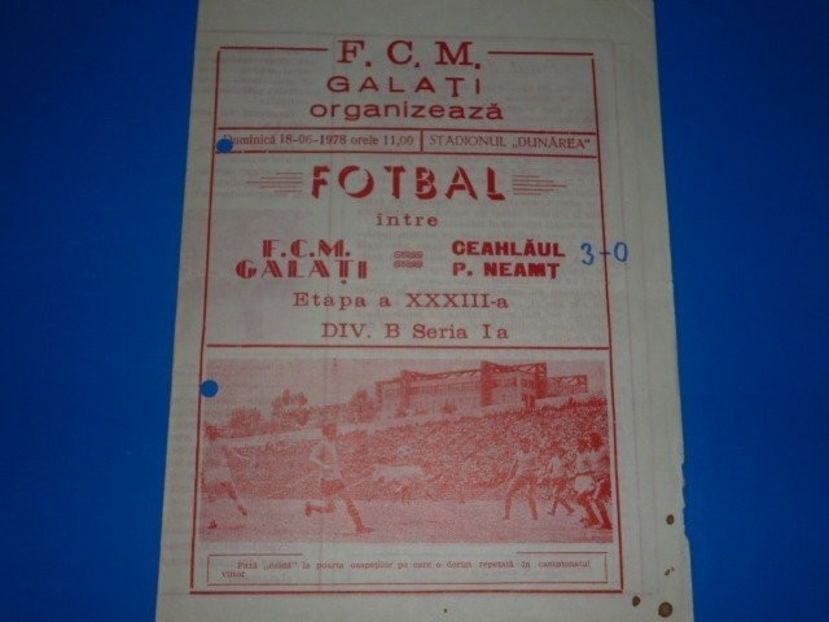 FCM Galati - Ceahlaul Piatra Neamt 1977-1978 Program Meci - Dunarea Galati Istorie