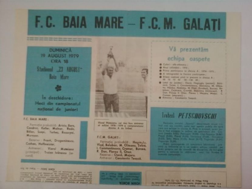 FC Baia Mare - FCM Galati 1979-1980 Program Meci - Dunarea Galati Istorie