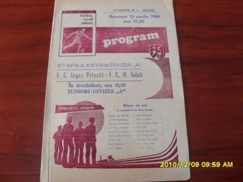 FC Arges Pitesti - FCM Galati 1979-1980 Program Meci - Dunarea Galati Istorie