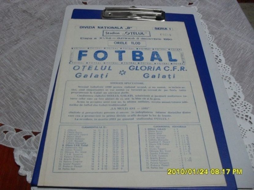 Otelul Galati - Gloria CFR Galati 1990-1991 Program Meci - Dunarea Galati Istorie