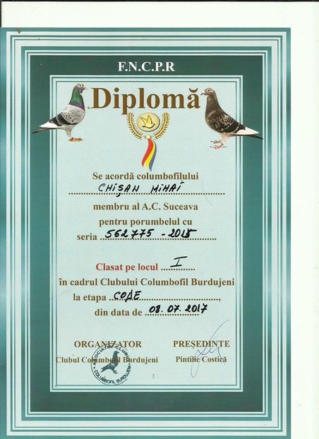 775-15 Locul 1 Code 960 km - DIPLOME 2017