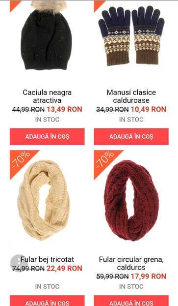Mănuși, fulare, caciuli - Reduceri foarte mari!