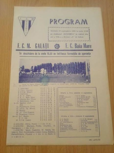 FCM Galati - FC Baia Mare 1980-1981 Program Meci - Dunarea Galati Istorie