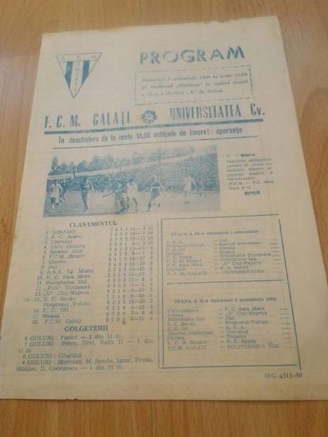 FCM Galati - Universitatea Craiova 1980-1981 Program Meci - Dunarea Galati Istorie