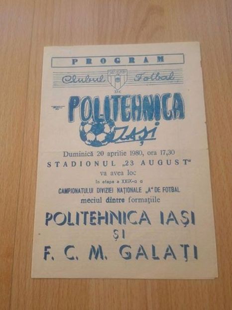 Politehnica Iasi - FCM Galati 1979-1980 Program Meci - Dunarea Galati Istorie