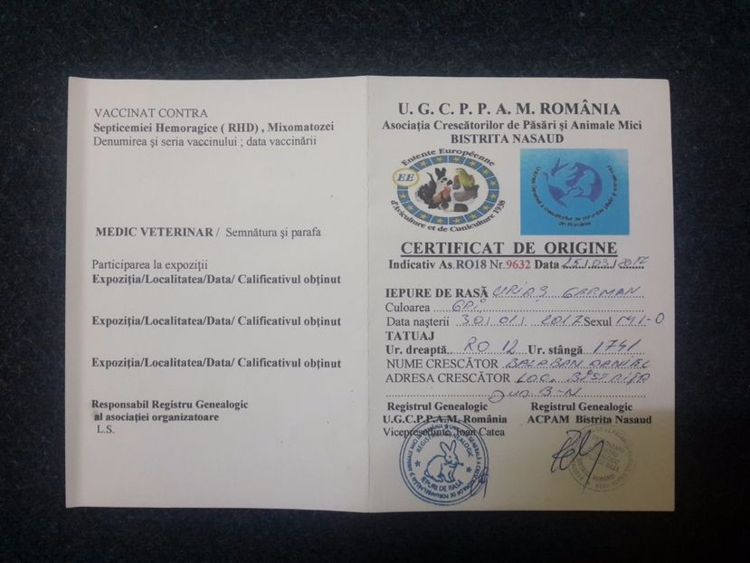 Certificat de Origine față - 3--- U_D RO 12 U_S 1741