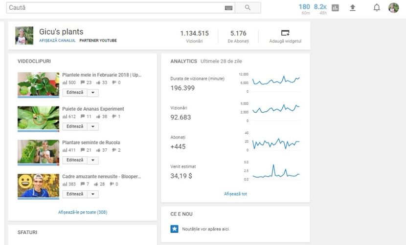 Peste 5k de abonati si record de vizionari - Canalul Meu de Youtube