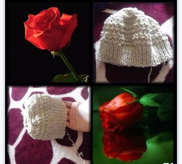 Căciuliță cu  elastic simplu si model porumb pentru bebeluși - Tricotaj - Lucrarile mele