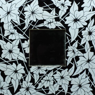 oglinda flori alb negru