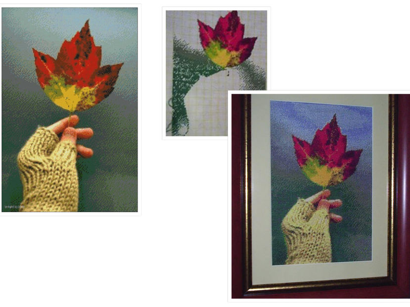 -frunza de artar- - Goblen cusut după prelucrări -Sewn after my patterns