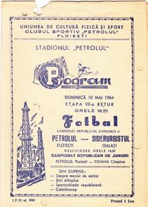 Program Meci 1963 Petrolul Ploiesti Siderurgistul Galati - Siderurgistul Galati