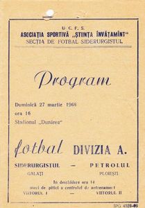 Program Meci 1965 Siderurgistul Galati Petrolul Ploiesti - Siderurgistul Galati