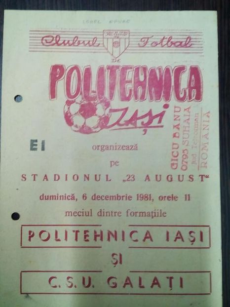 Politehnica Iasi - CSU Galati 1980 - Dunarea Galati Istorie