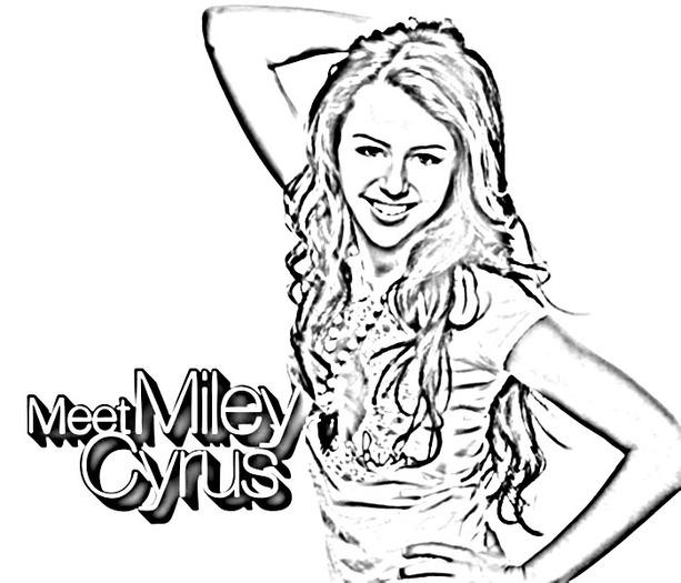 hannah_coloring - imagini de colorat cu hannah montana