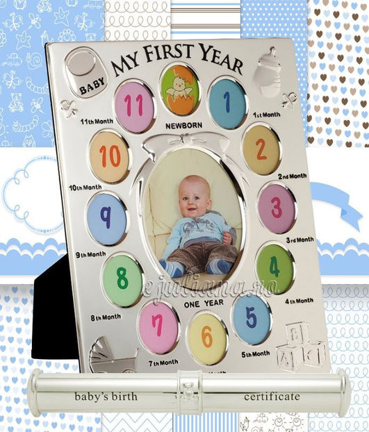 rama-primul-an-placata-argint-suport-certificat-baietel - cadouridecoratiuni