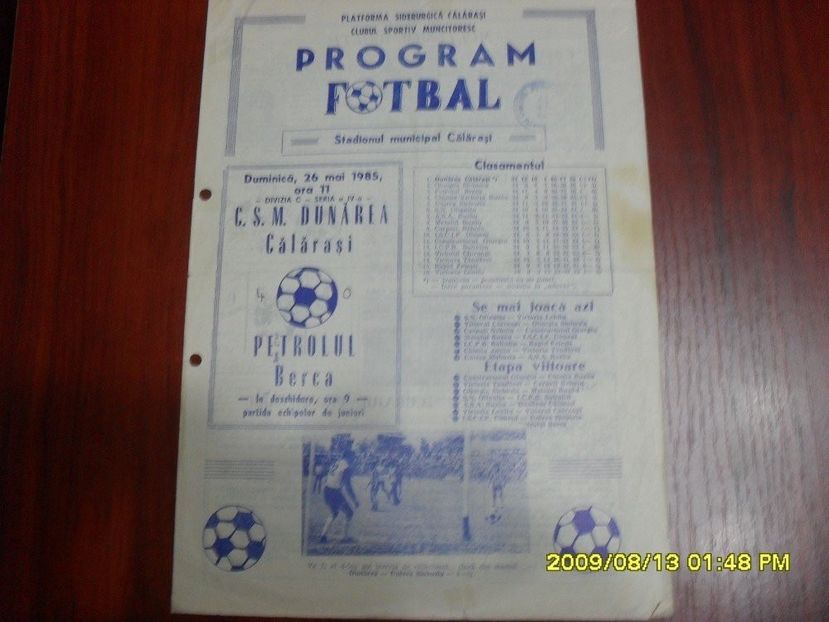 Dunarea Calarasi Petrolul Berca 1984-1985 - Dunarea Galati Istorie