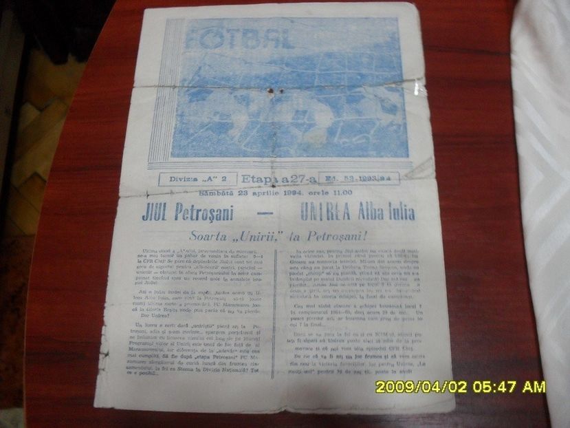 Jiul Petrosani FC Unirea Alba Iulia 1993-1994 - Dunarea Galati Istorie