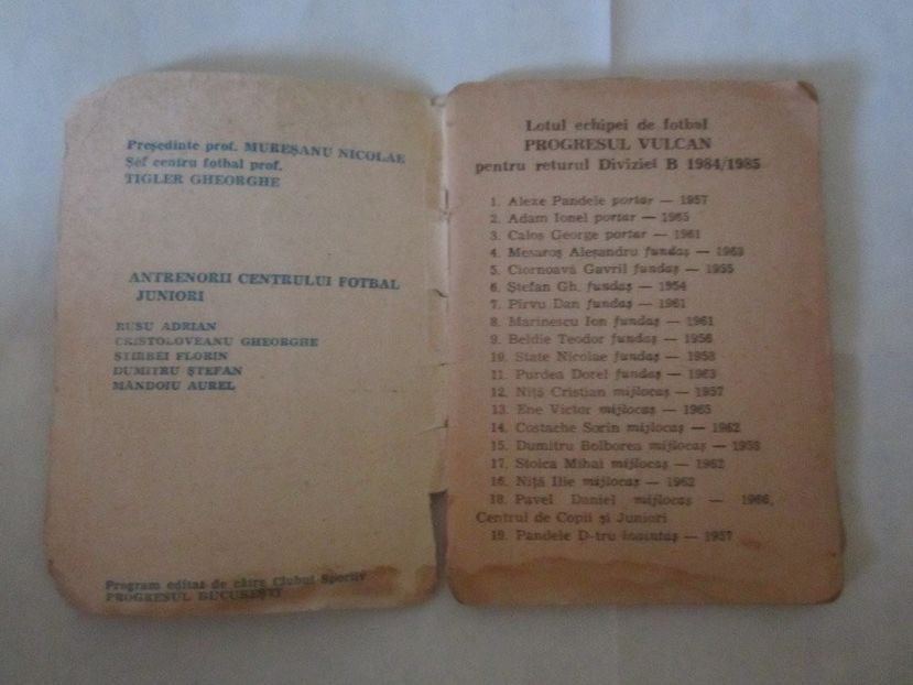 Progresul Bucuresti 1984-1985 - Dunarea Galati Istorie Part 1