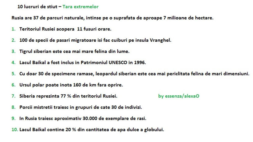 Salbatica Rusie - W - 10 lucruri de stiut despre animale etc