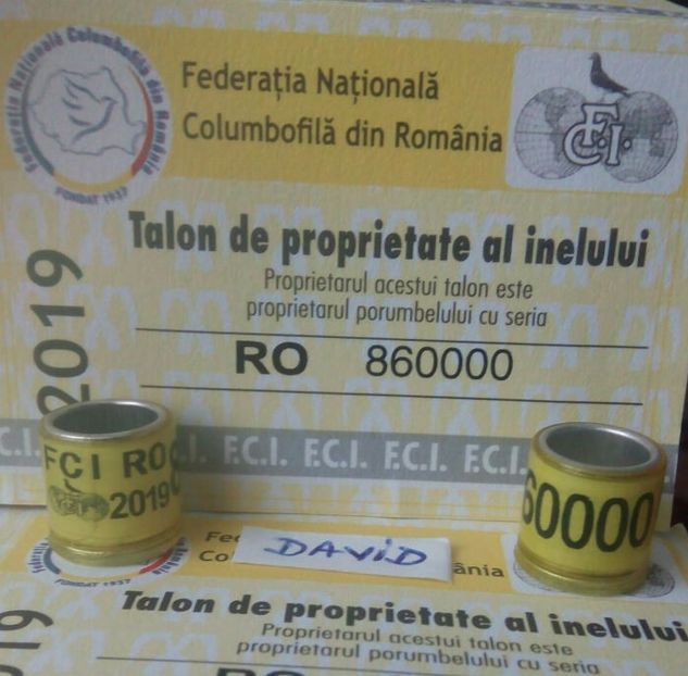 2019-FCPR(FCI) + talon....-1,9 lei - Inele porumbei 2019 de vanzare