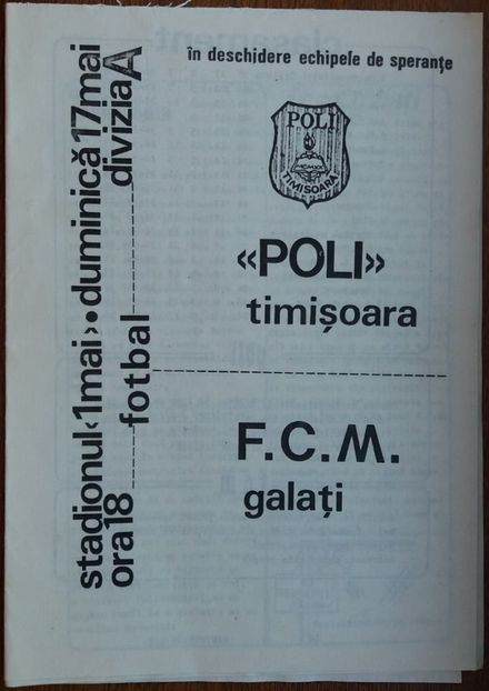 Politehnica Timisoara - FCM Galati 1980-1981 - Dunarea Galati Istorie Part 1