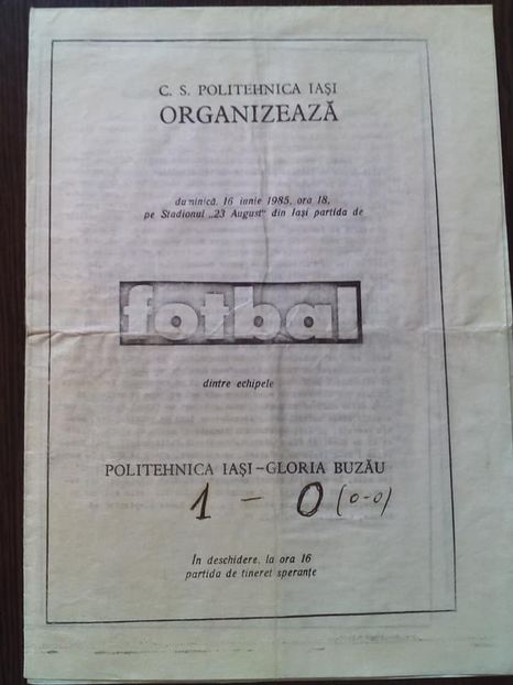 Politehnica Iasi - Gloria Buzau 1984-1985 - Dunarea Galati Istorie Part 1