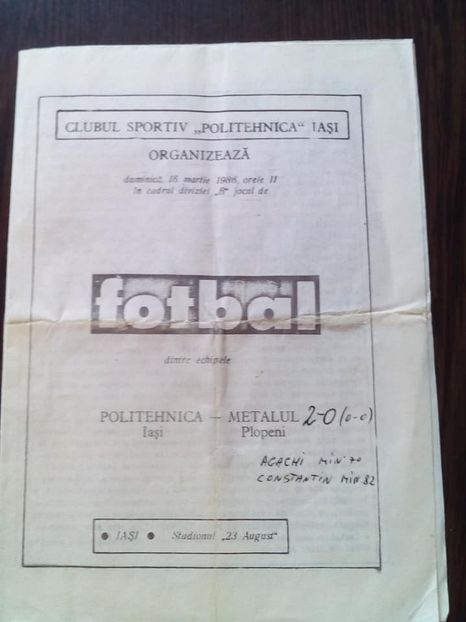Politehnica Iasi - Metalul Plopeni 1985-1986 - Dunarea Galati Istorie Part 1