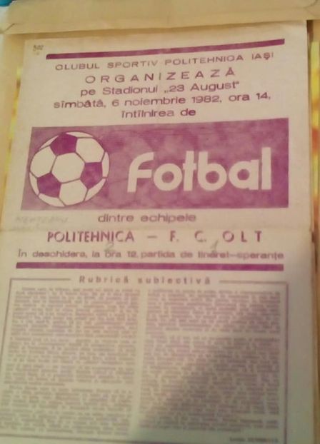 Politehnica Iasi - Olt Scornicesti 1982-1983 - Dunarea Galati Istorie Part 1