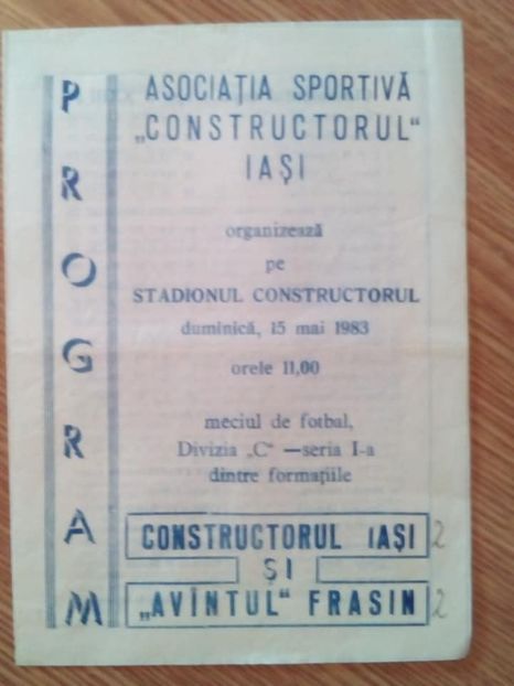 Constructorul Iasi - Avantul Frasin 1982-1983 - Dunarea Galati Istorie Part 1