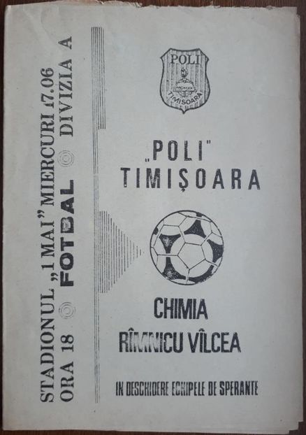 Politehnica Timisoara - Chimia Ramnicu Valcea 1980-1981 - Dunarea Galati Istorie Part 1