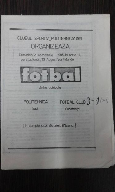 Politehnica Iasi - FC Constanta 1985-1986 - Dunarea Galati Istorie Part 1