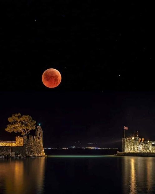 Eclipsa totala de Luna in Leu, Grecia - Luna - Soarele si norii - 1
