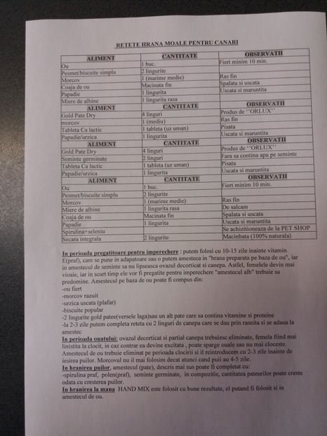 retete hrana moale canari - Canari Malinois 2019 - 2020