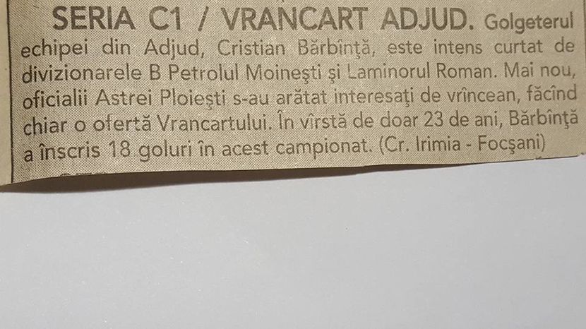 Vrancart Adjud - Otelul Galati Istorie Part 1