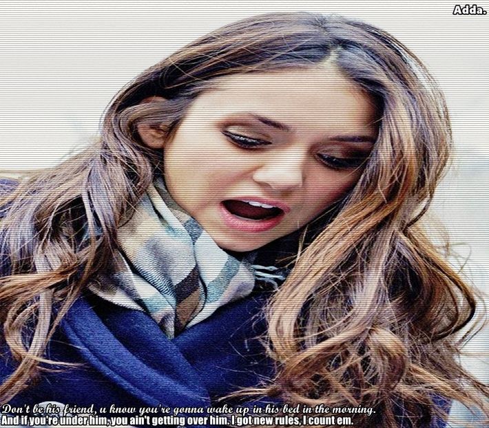 》*încă stă cu mâna peste a lui, își plimbă degetul arătător pe dosul palmei lui și râde scurt* - SO2xE02 Make my world light up